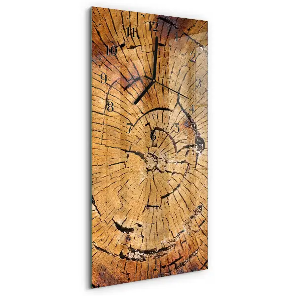 Horloge verticale en verre Grain de bois