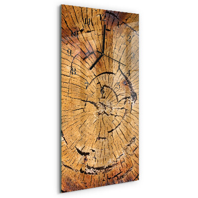 Horloge verticale en verre Grain de bois