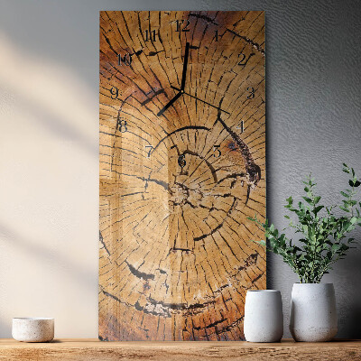 Horloge verticale en verre Grain de bois