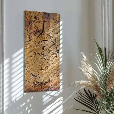 Horloge verticale en verre Grain de bois