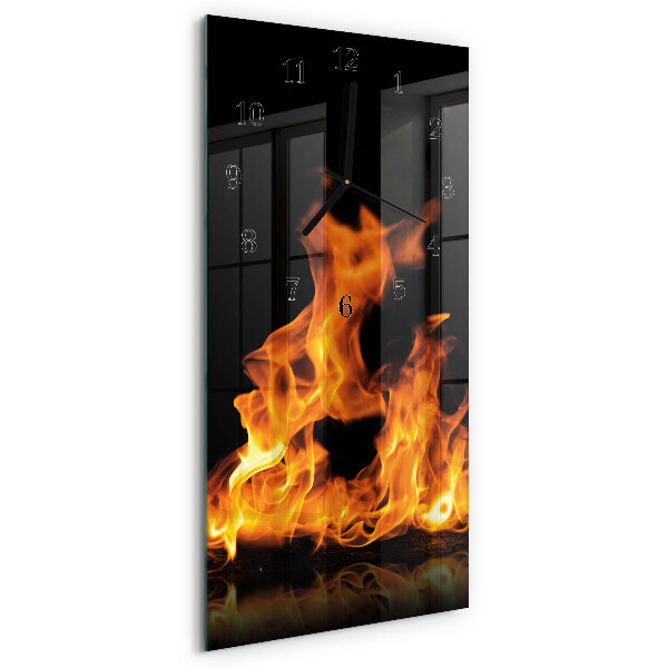 Horloge verticale en verre Feu