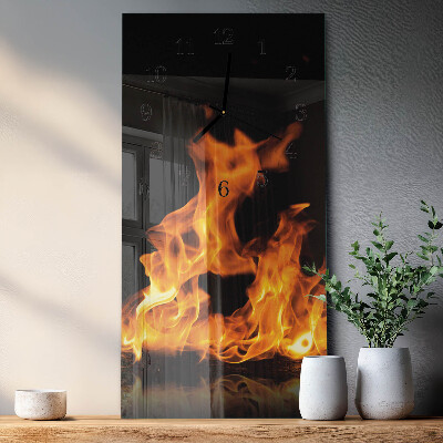 Horloge verticale en verre Feu