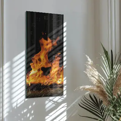 Horloge verticale en verre Feu