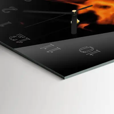 Horloge verticale en verre Feu