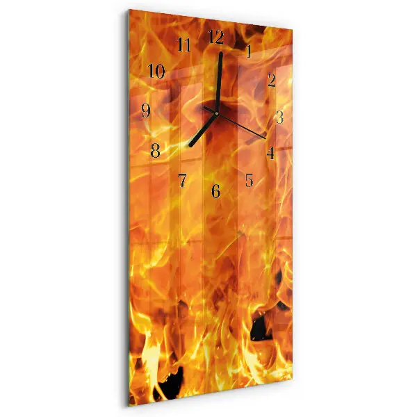 Horloge verticale en verre Feu