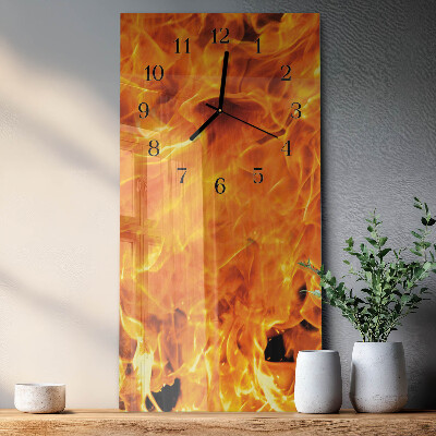 Horloge verticale en verre Feu