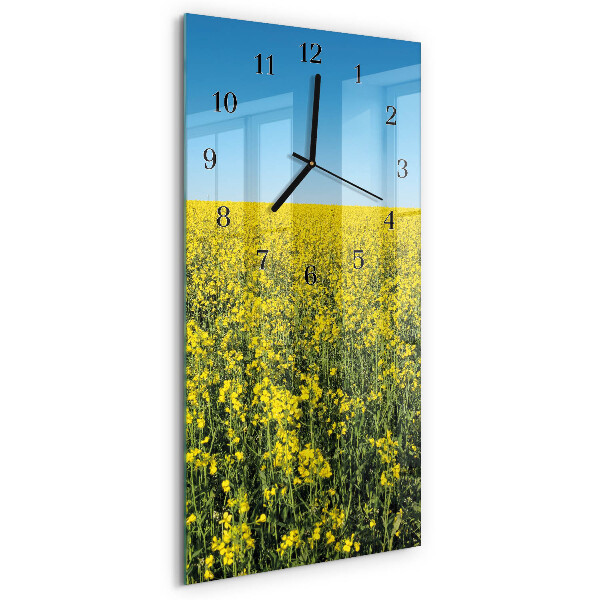 Horloge verticale en verre Champ de fleurs