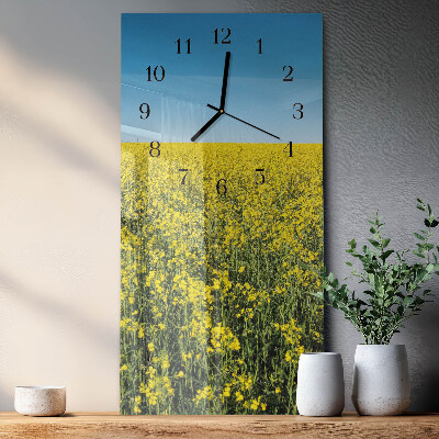 Horloge verticale en verre Champ de fleurs