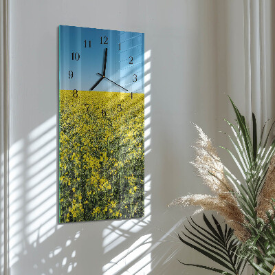 Horloge verticale en verre Champ de fleurs