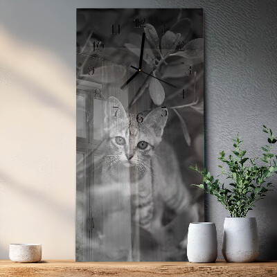 Horloge verticale en verre Chat