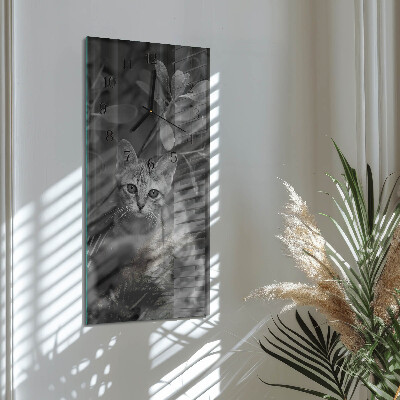 Horloge verticale en verre Chat