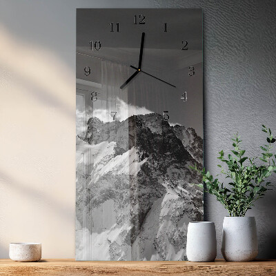 Horloge verticale en verre Montagne
