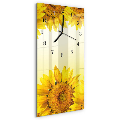 Horloge verticale en verre Tournesol