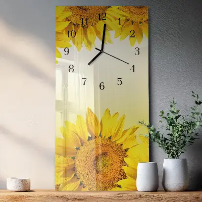 Horloge verticale en verre Tournesol