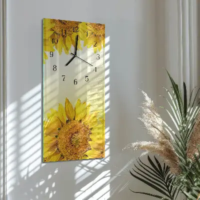 Horloge verticale en verre Tournesol