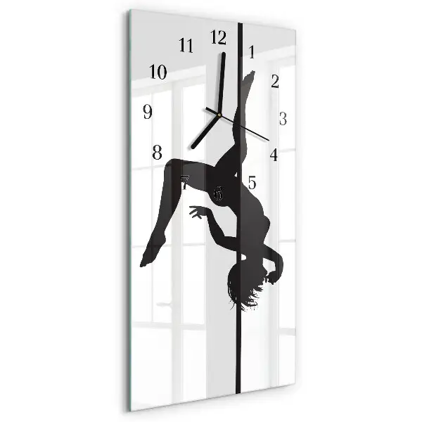 Horloge verticale en verre Danseuse de pole dance