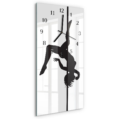 Horloge verticale en verre Danseuse de pole dance