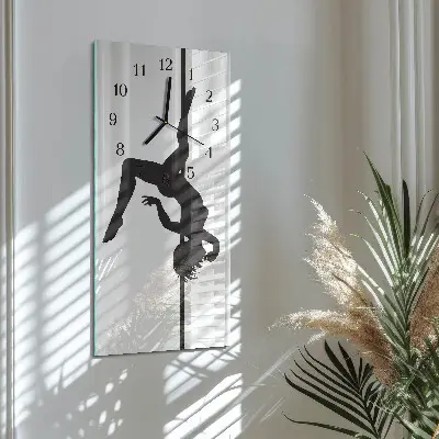Horloge verticale en verre Danseuse de pole dance