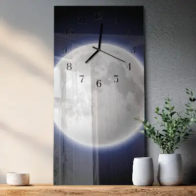 Horloge verticale en verre Lune