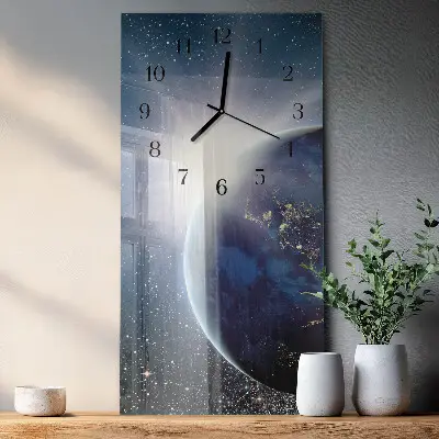Horloge verticale en verre L'univers de la terre