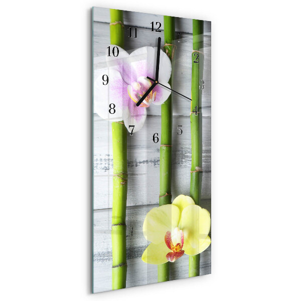 Horloge verticale en verre Bambou orchidée