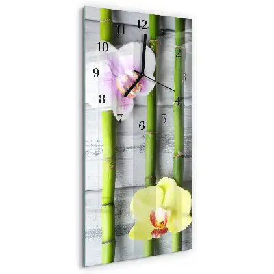 Horloge verticale en verre Bambou orchidée