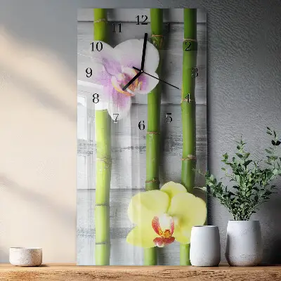 Horloge verticale en verre Bambou orchidée