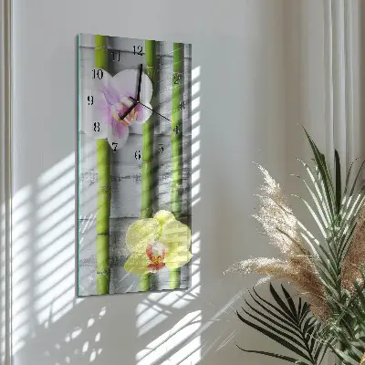 Horloge verticale en verre Bambou orchidée