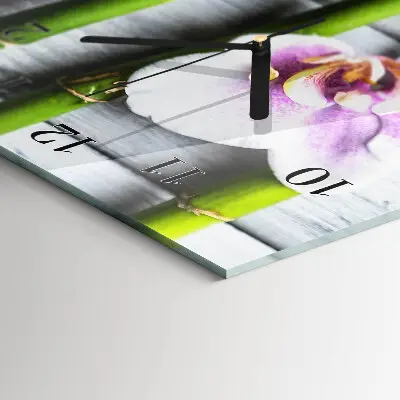Horloge verticale en verre Bambou orchidée