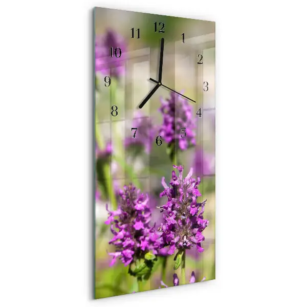 Horloge verticale en verre Fleurs