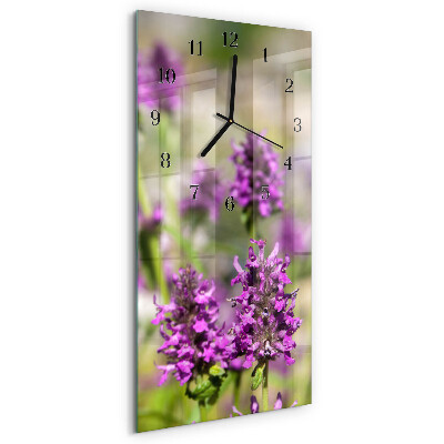 Horloge verticale en verre Fleurs