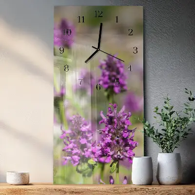 Horloge verticale en verre Fleurs