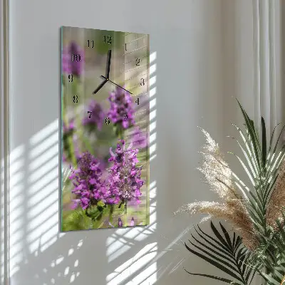 Horloge verticale en verre Fleurs