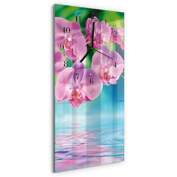 Horloge verticale en verre Orchidées