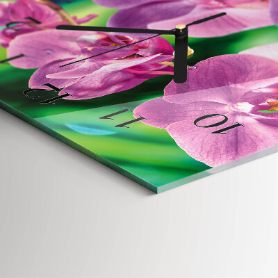 Horloge verticale en verre Orchidées