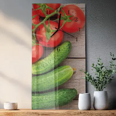 Horloge verticale en verre Légumes