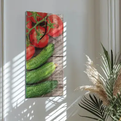 Horloge verticale en verre Légumes