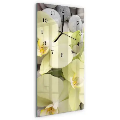 Horloge verticale en verre Pierres d'orchidées