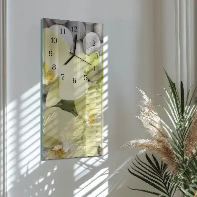 Horloge verticale en verre Pierres d'orchidées