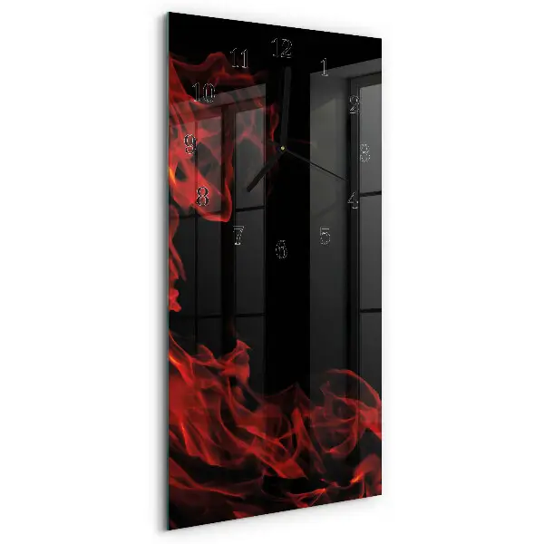 Horloge verticale en verre Feu