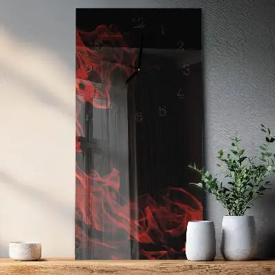 Horloge verticale en verre Feu