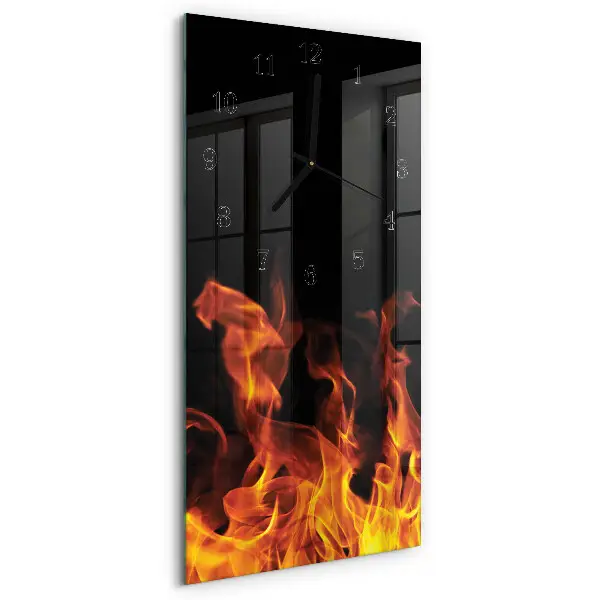 Horloge verticale en verre Feu