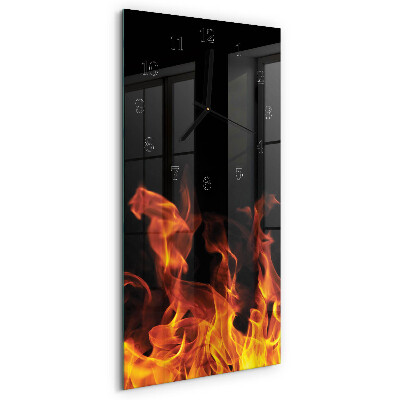 Horloge verticale en verre Feu