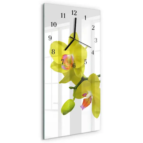 Horloge verticale en verre Orchidée