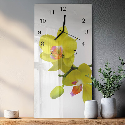 Horloge verticale en verre Orchidée