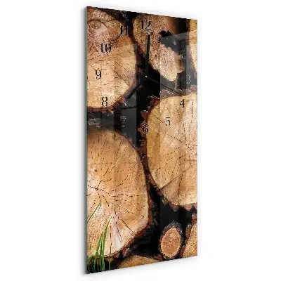 Horloge verticale en verre Grain de bois