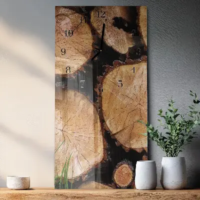 Horloge verticale en verre Grain de bois