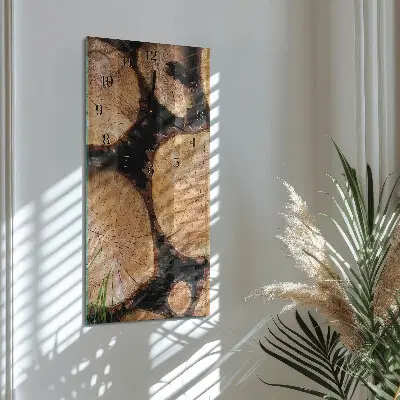 Horloge verticale en verre Grain de bois