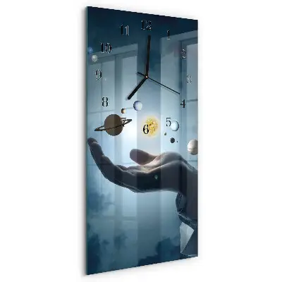 Horloge verticale en verre La main de la planète