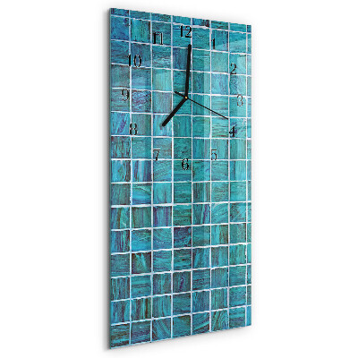 Horloge verticale en verre Carreaux bleus